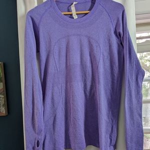 Lululemon Women 10 Purple Long Sleeve Swiftly Tech Shirt Light Yoga Run See Flaw